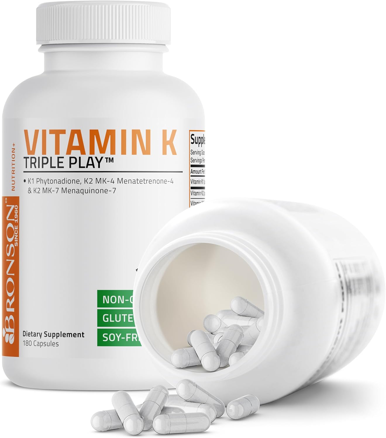 Vitamin K Triple Play: Complejo de vitamina K1, K2 MK7 y K2 MK4, 180 cápsulas