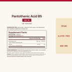 Jarrow Formulas Ácido Pantoténico B5 500 mg, 100 Cápsulas Vegetales