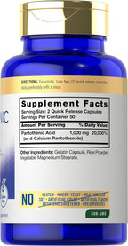 Carlyle Ácido Pantoténico Vitamina B5, 1000 mg, 100 Cápsulas - Sin OGM, Sin Gluten