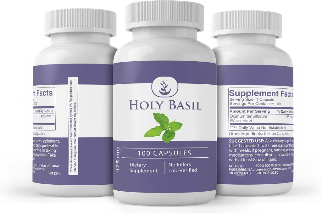 Pure Original Ingredients Holy Basil, 100 Cápsulas