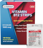 CALMOUR Vitamina B12 en Tiras 1500 mcg - Metilcobalamina - 10 unidades - Sabor Menta - Vegano y Sin Gluten