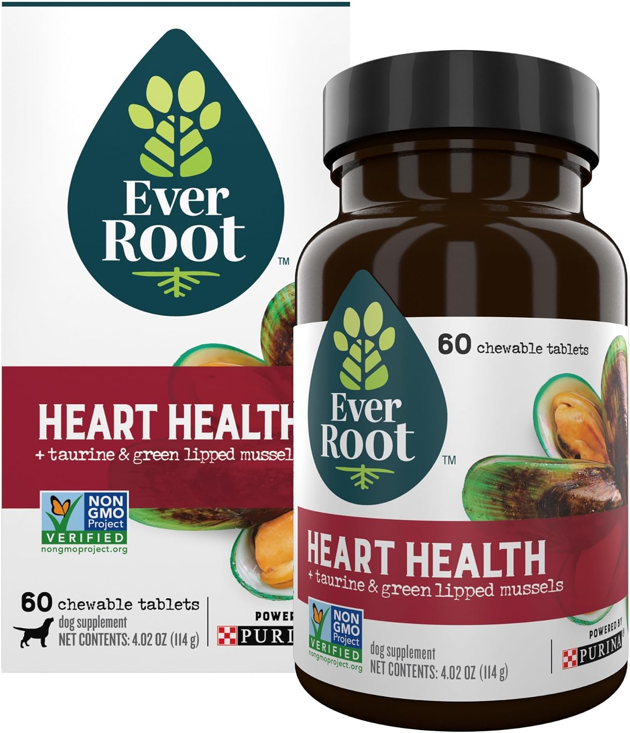 EverRoot Suplemento para el Corazón de Perros - Comprimidos Masticables con Taurina y Mejillón de Labio Verde