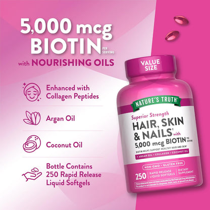Nature's Truth Vitaminas para Cabello, Piel – La biotina contribuye al mantenimiento de las membranas mucosas en – Image 5