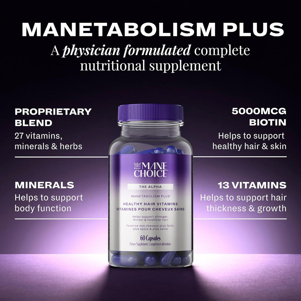 The Mane Choice MANETABOLISM Plus - Vitaminas para el Crecimiento del Cabello, Piel y Uñas (60 Cápsulas)