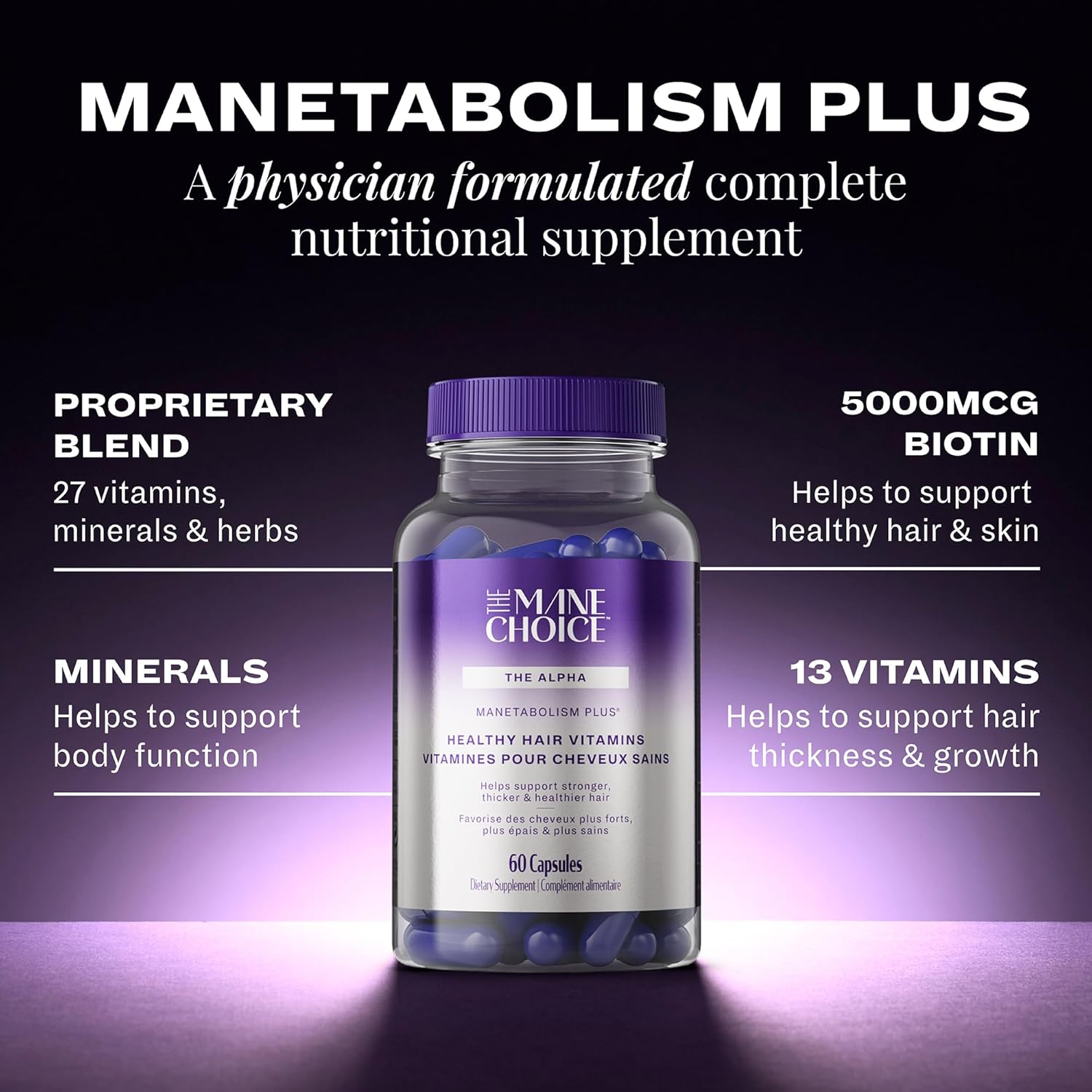 The Mane Choice MANETABOLISM Plus - Vitaminas para el Crecimiento del Cabello, Piel y Uñas (60 Cápsulas)