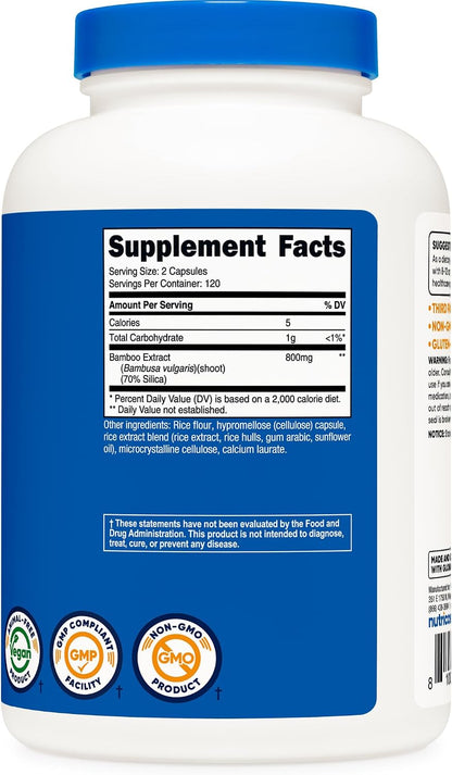 Nutricost Extracto de Bambú 400 mg, 240 Cápsulas - Vegano, Sin Gluten y Sin OGM - 120 Dosis de 800 mg – Image 5