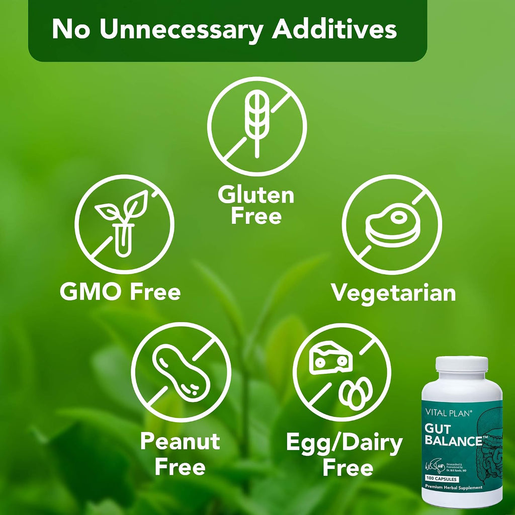 Vital Plan Gut Balance – Complemento Digestivo Avanzado con Slippery Elm, Berberina y Diente de León, 180 Cápsulas
