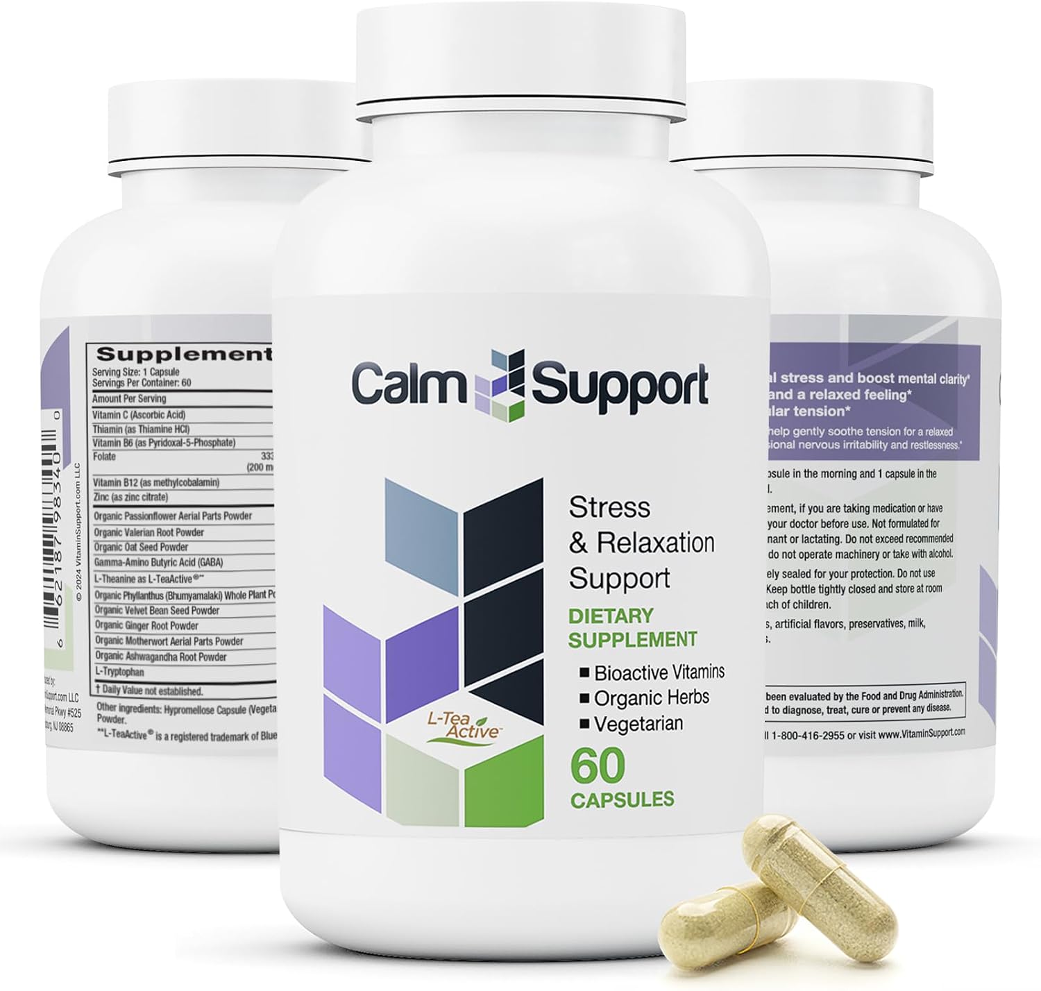 CalmSupport: Complemento para el Estrés y la Relajación - Ashwagandha, Valeriana, GABA - 60 Cápsulas