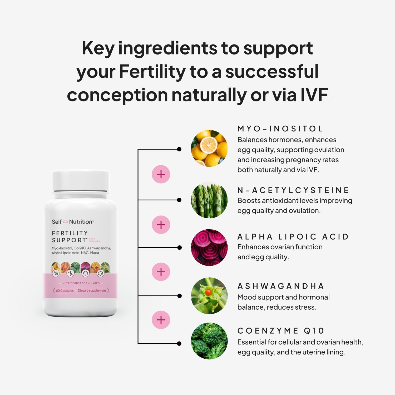SELF NUTRITION Fertility Support for Women - 60 Cápsulas