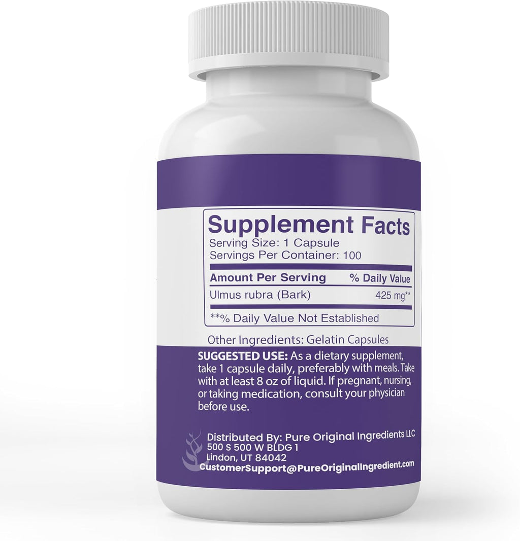 Pure Original Ingredients Slippery Elm, 100 Cápsulas Puro Sin Aditivos