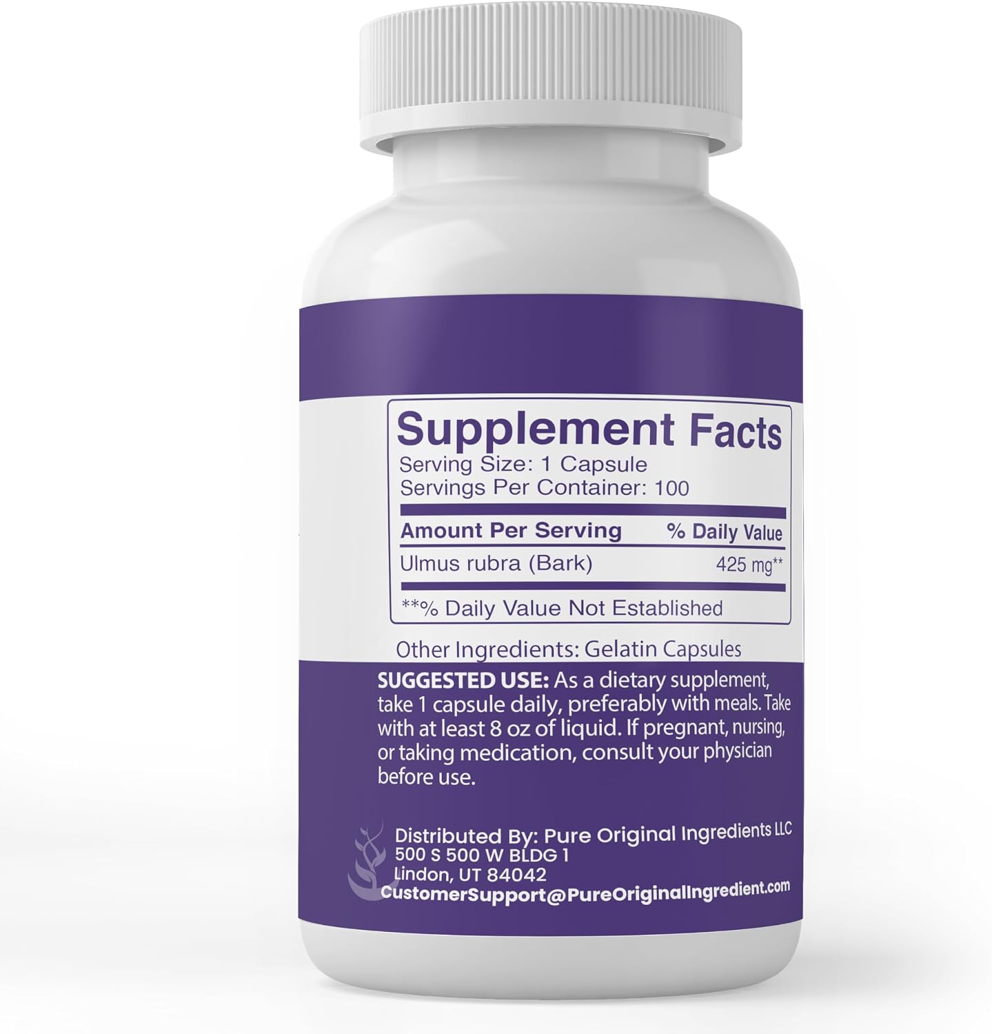 Pure Original Ingredients Slippery Elm, 100 Cápsulas Puro Sin Aditivos