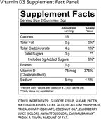 Restorz Vitamin D3 Gummies (120 uds) - Gominolas Veganas Sin Gluten - Sabores Melocotón, Mango y Fresa