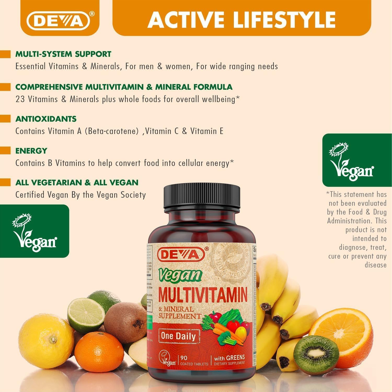 Deva Vegan Multivitamin & Mineral - 90 Coated Tablets