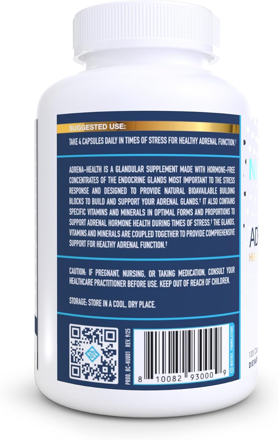 NuEthix Formulations Adrena-Health, 120 Cápsulas - Apoyo Adrenal y Energía