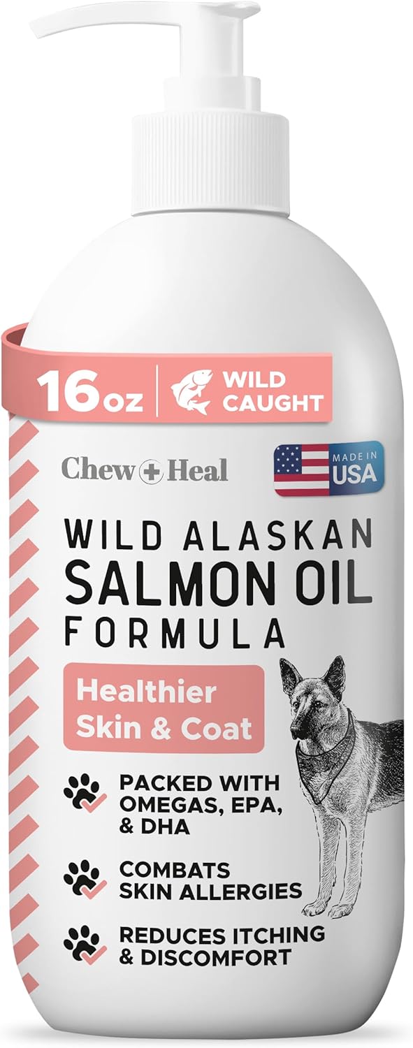 Aceite de Salmón Salvaje de Alaska para Perros - 473 ml - Omega 3, EPA, DHA, Vitamina D