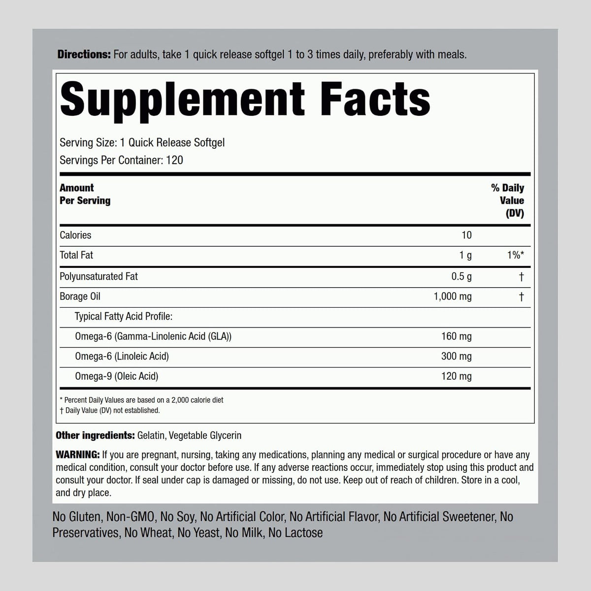 Piping Rock Aceite de Borraja 1000mg | 120 – Fuente de omega 6 y 9: proporciona ácidos grasos esenciales para el – Image 2