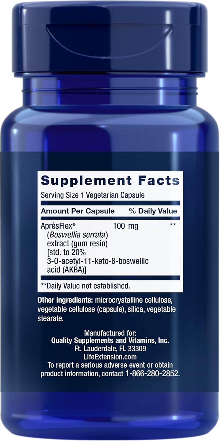 Life Extension 5-LOX Inhibitor con AprèsFlex®, 100 mg, Extracto Estandarizado de Boswellia serrata, 60 Cápsulas