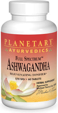 PLANETARY HERBALS Ashwagandha Full Spectrum - Suplemento Nutricional Ayurvédico, 570 mg, 60 cápsulas