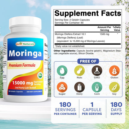 Extracto de Moringa 10:1, 1500 mg, 180 – ¿Es apto para veganos? Las cápsulas no contienen ingredientes de origen – Image 2