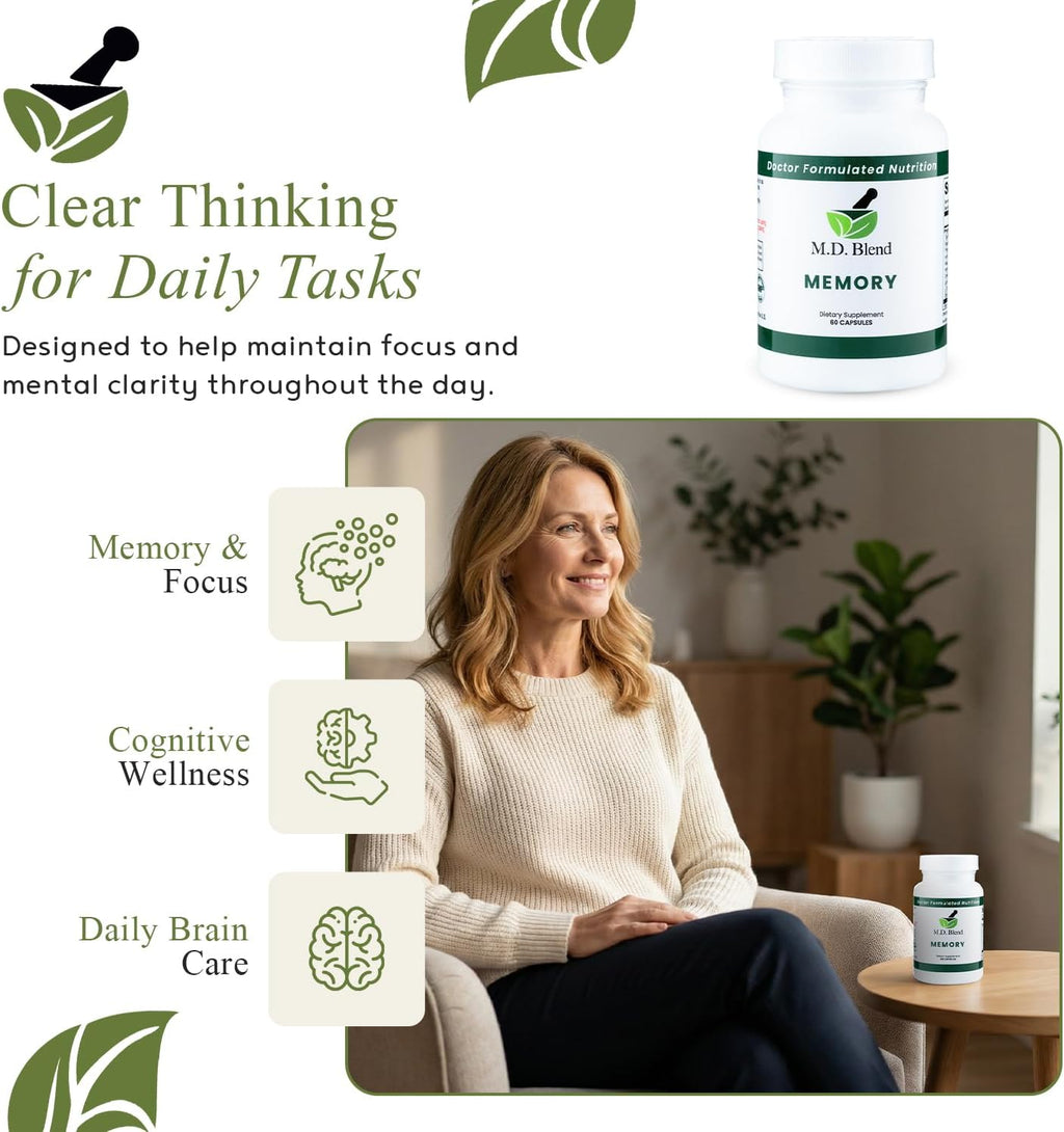 M.D. Blend Brain Support - Suplemento para la Memoria y el Enfoque, 30 Cápsulas