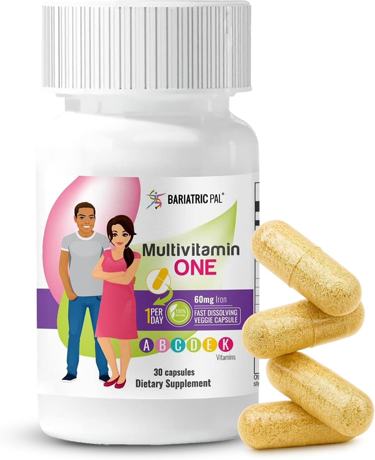 BariatricPal Multivitamin ONE - Multivitamínico Bariátrico con Hierro, 30 Cápsulas