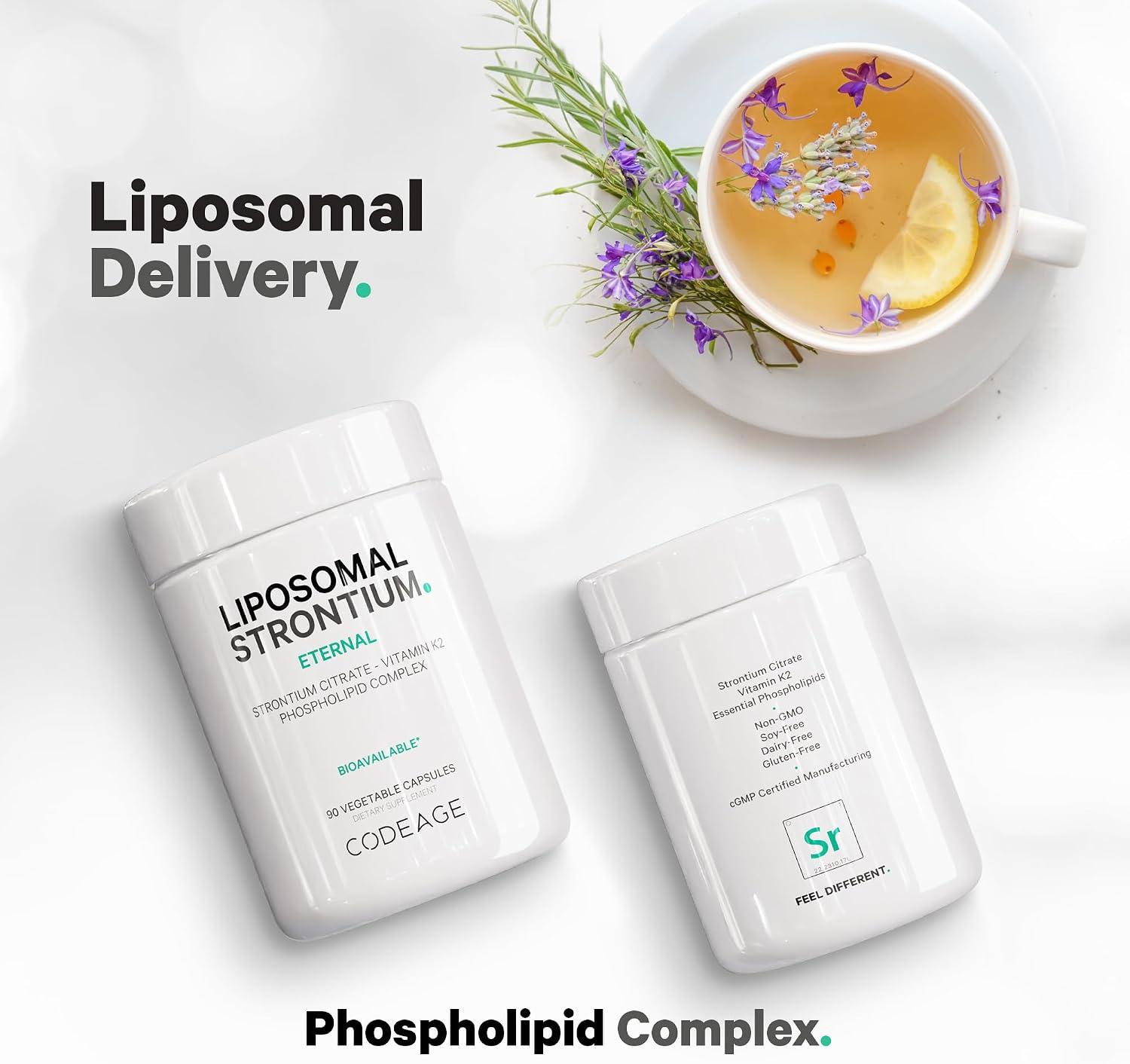Codeage Liposomal Strontium - Estroncio Citrato, Vitamina K2 MK-7, 90 Cápsulas