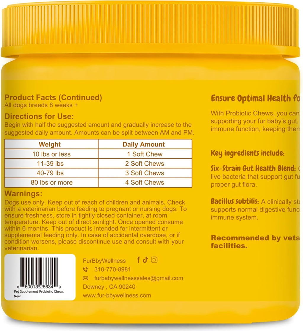 Probióticos Vet Strength para Perros - Alivio Digestivo e Inmunitario - Sabor Calabaza, 90 Masticables