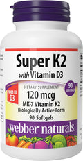 Webber Naturals Vitamina D3 y K2, 1.000 UI / 120 mcg, 90 Cápsulas Blandas