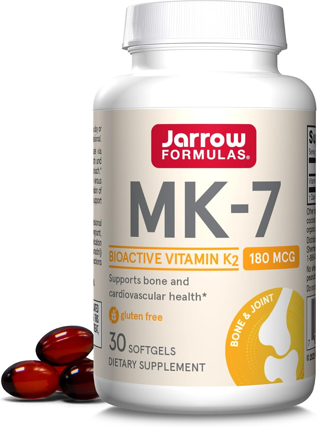 Jarrow Formulas MK-7 - Vitamina K2 (90 mcg) - 30 Cápsulas Blandas - Para la Salud Ósea y Cardiovascular