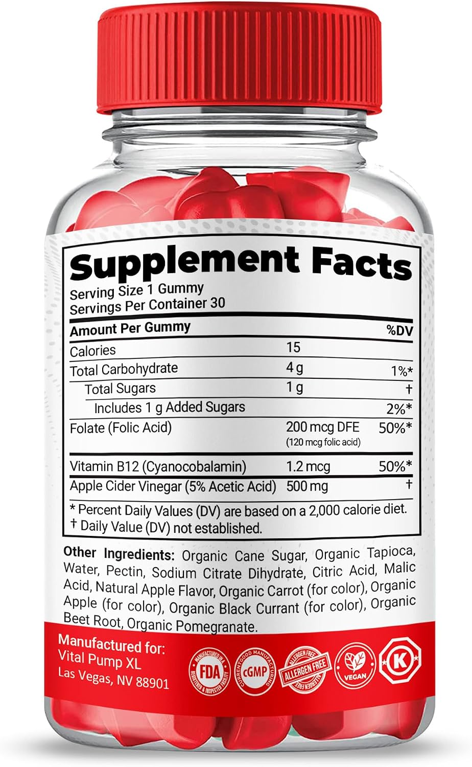Vital Pump XL Gummies - Suplemento de Alto Rendimiento, Fórmula 100% Natural (2 Envases)