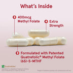 Jarrow Formulas Folato Metilado de Alta Potencia 400 mcg - Metilfolato Activo (5-MTHF), 60 Cápsulas Veganas