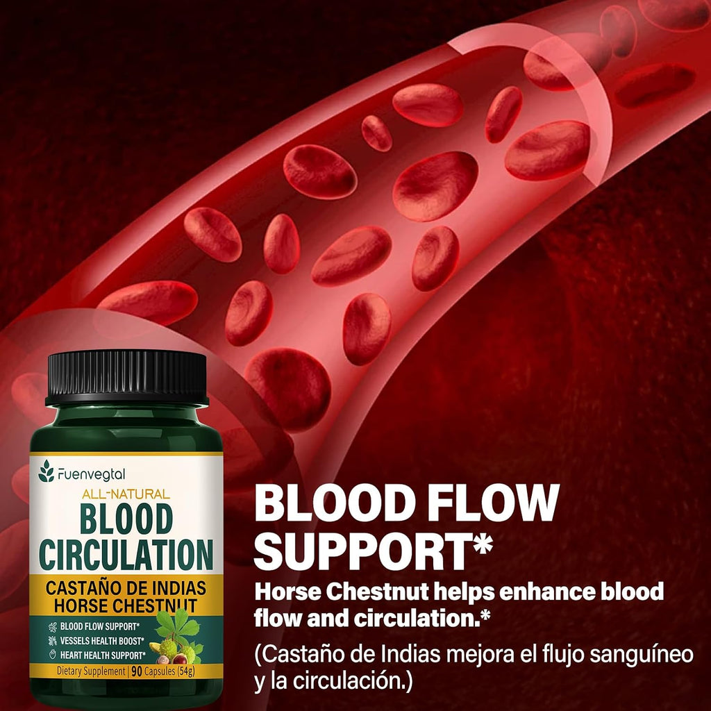 Cápsulas de Castaño de Indias y Diosmina para la Circulación - Suplemento Herbal 10 en 1 - 90 Cápsulas