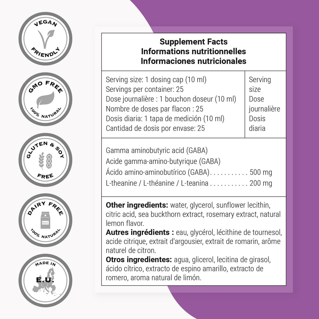 Supersmart - Liposomal GABA 500mg con L-Teanina - Sabor Limón Natural - 250 ml