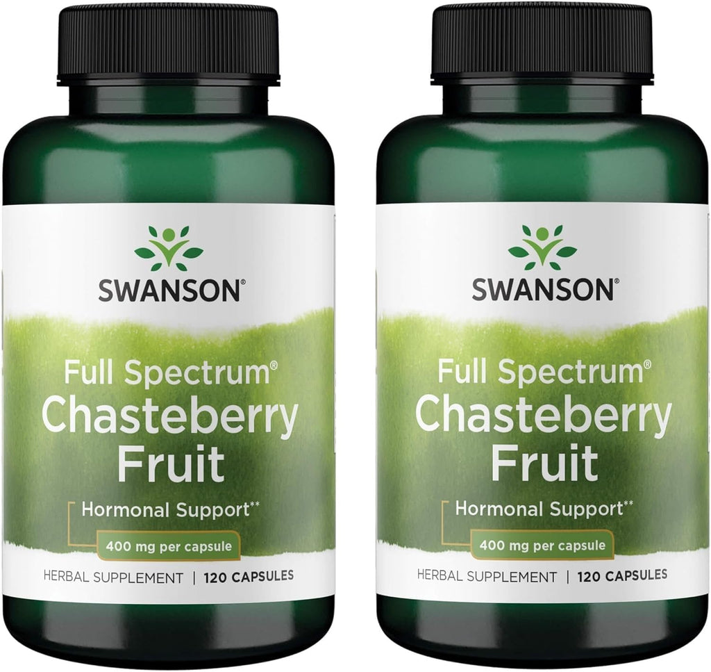Swanson Sauzgatillo (Chasteberry Fruit) 400 mg – 120 Cápsulas – Pack de 2