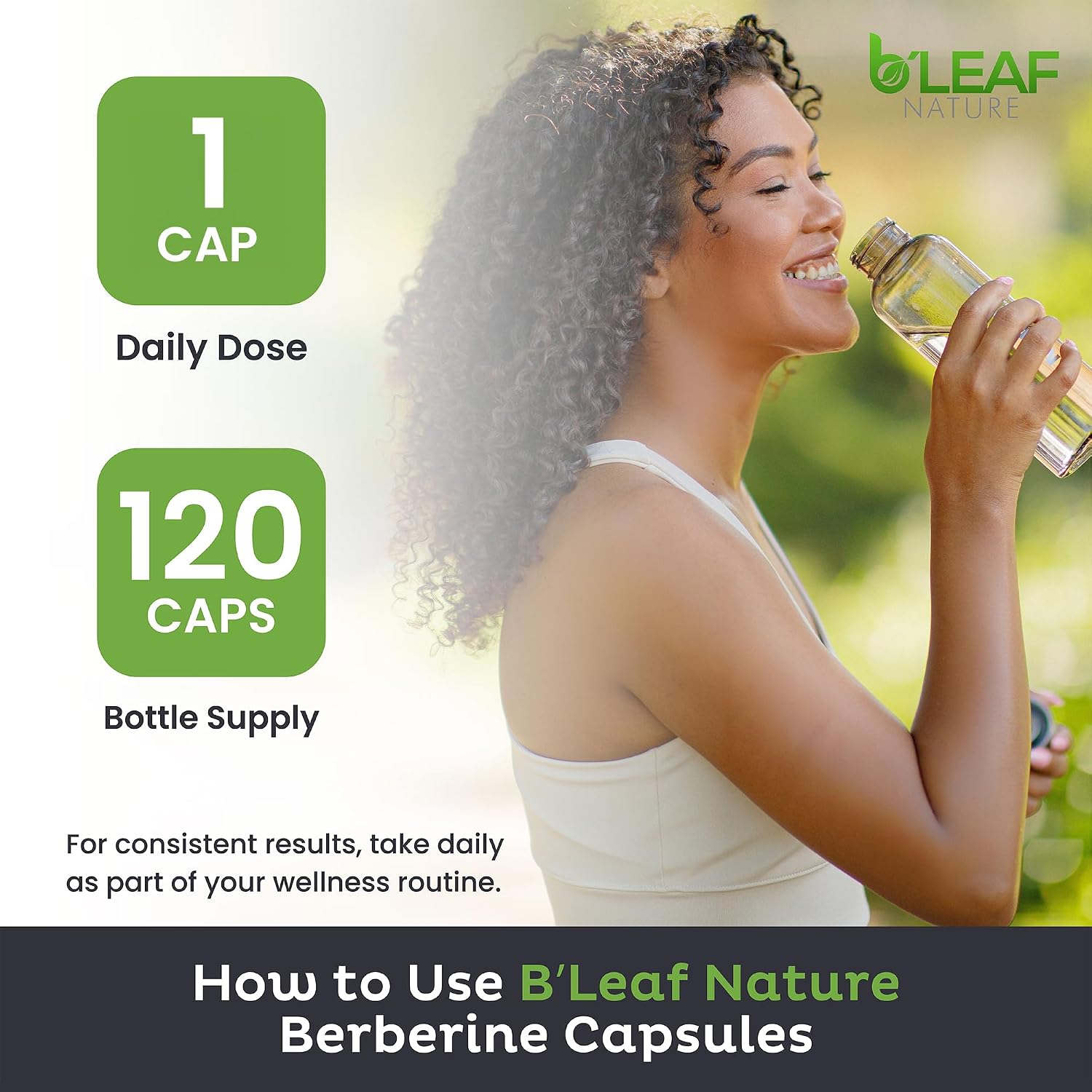 B’Leaf Nature Berberina Phytosome, 120 Cápsulas – 1100 mg de Berberina para el Apoyo Metabólico y Cardiovascular – Vegano, Sin Gluten, No-GMO