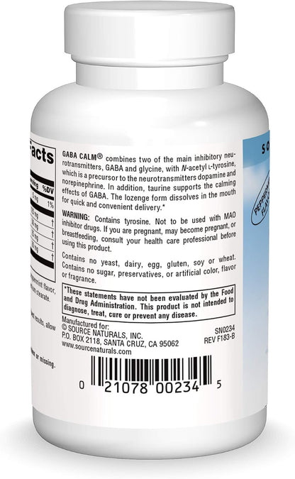 Source Naturals GABA Calm Pastillas de Disolución Rápida Sabor Menta - 60 Unidades – Image 2