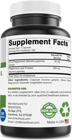 Brieofood Complejo de Aceite de Menta - 250 mg - 240 Cápsulas - Apoya la Salud Digestiva - Sin Gluten y Non-GMO