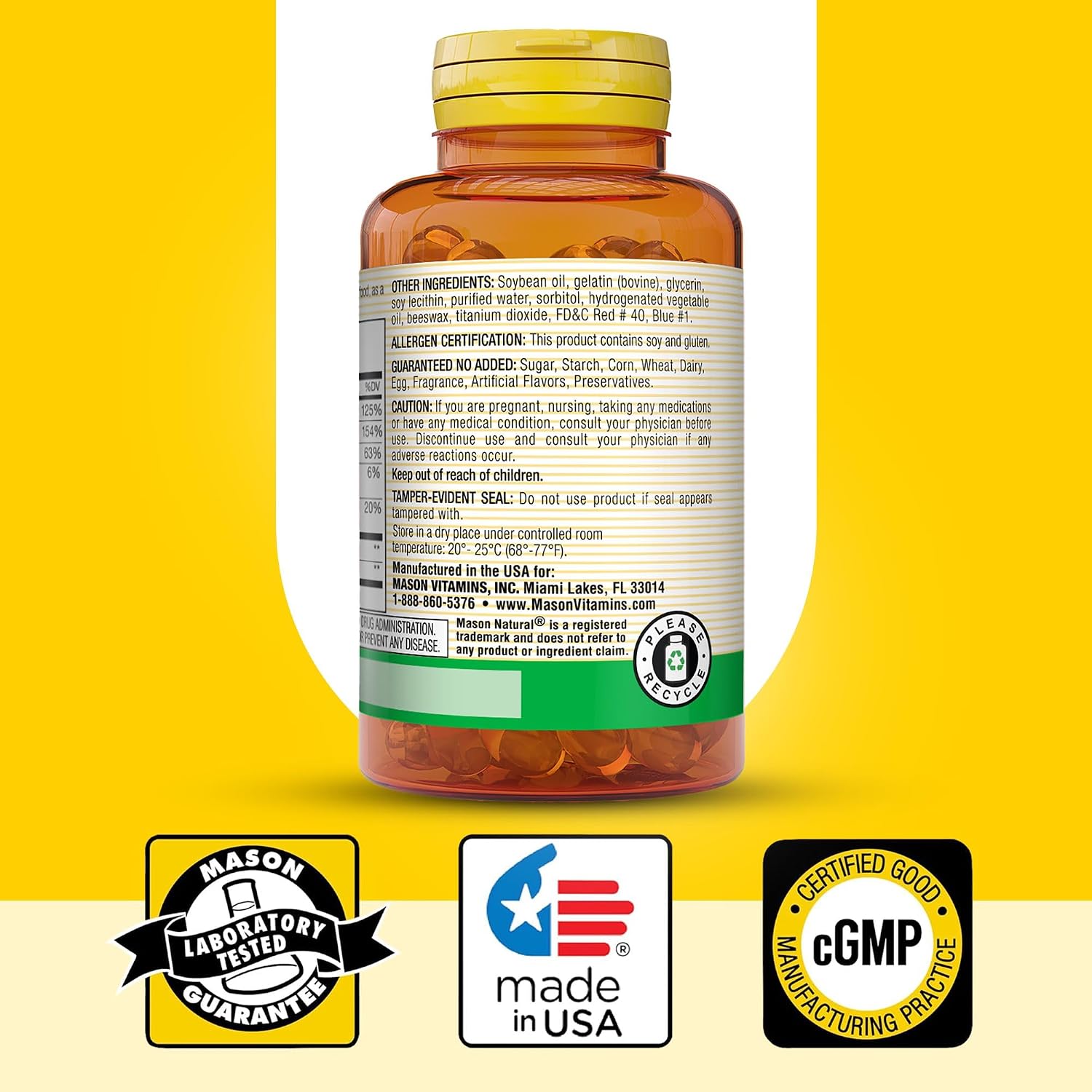 Mason Natural Complejo B, 300 Cápsulas Blandas (3 Envases de 100)