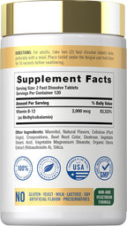 Carlyle Vitamina B12 2000 mcg - 240 Comprimidos Sublinguales de Metilcobalamina - Sabor a Bayas - Suplemento Vegetariano, No OGM y Sin Gluten