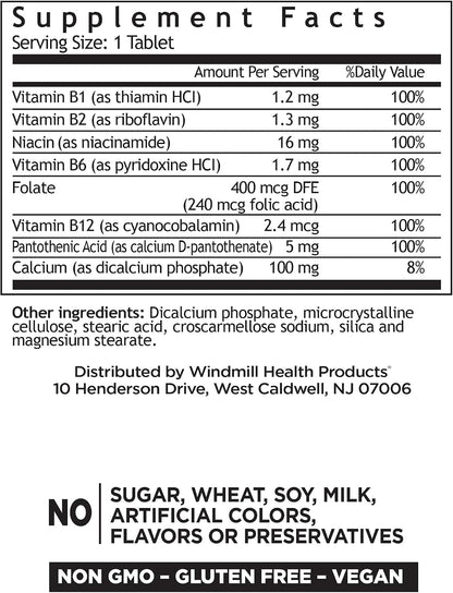 Windmill Natural Vitamins B Complex (100% Valor Diario), 100 Comprimidos – Image 2
