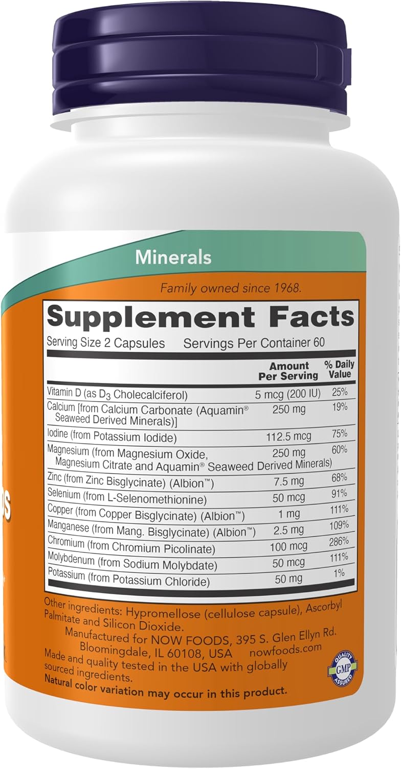 NOW Foods Full Spectrum Mineral Caps - Complejo Mineral, 120 Cápsulas Vegetales