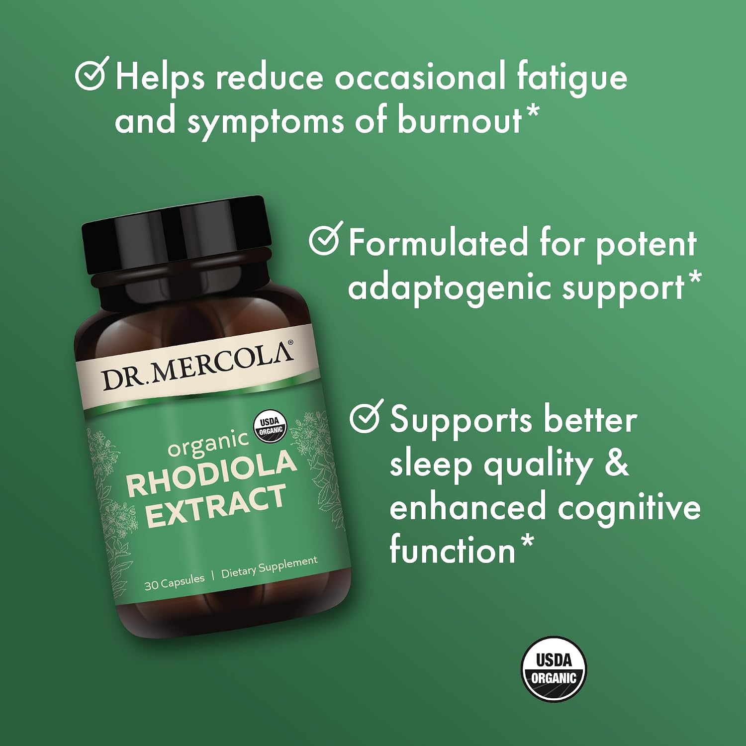 Extracto Orgánico de Rhodiola de Dr. Mercola - Apoyo Adaptogénico, Nervioso y Energético - 30 Cápsulas