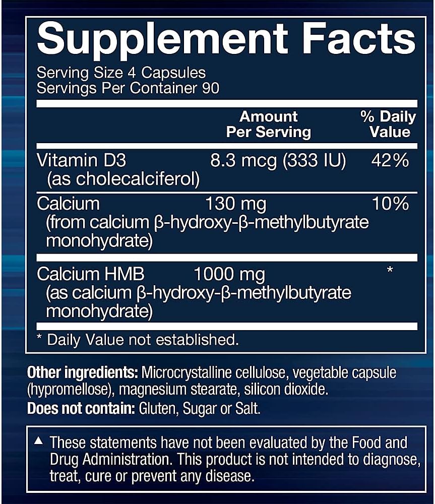 BodyTech HMB + Vitamina D3 - Apoya el Crecimiento y la Fuerza Muscular (360 Cápsulas Vegetales)