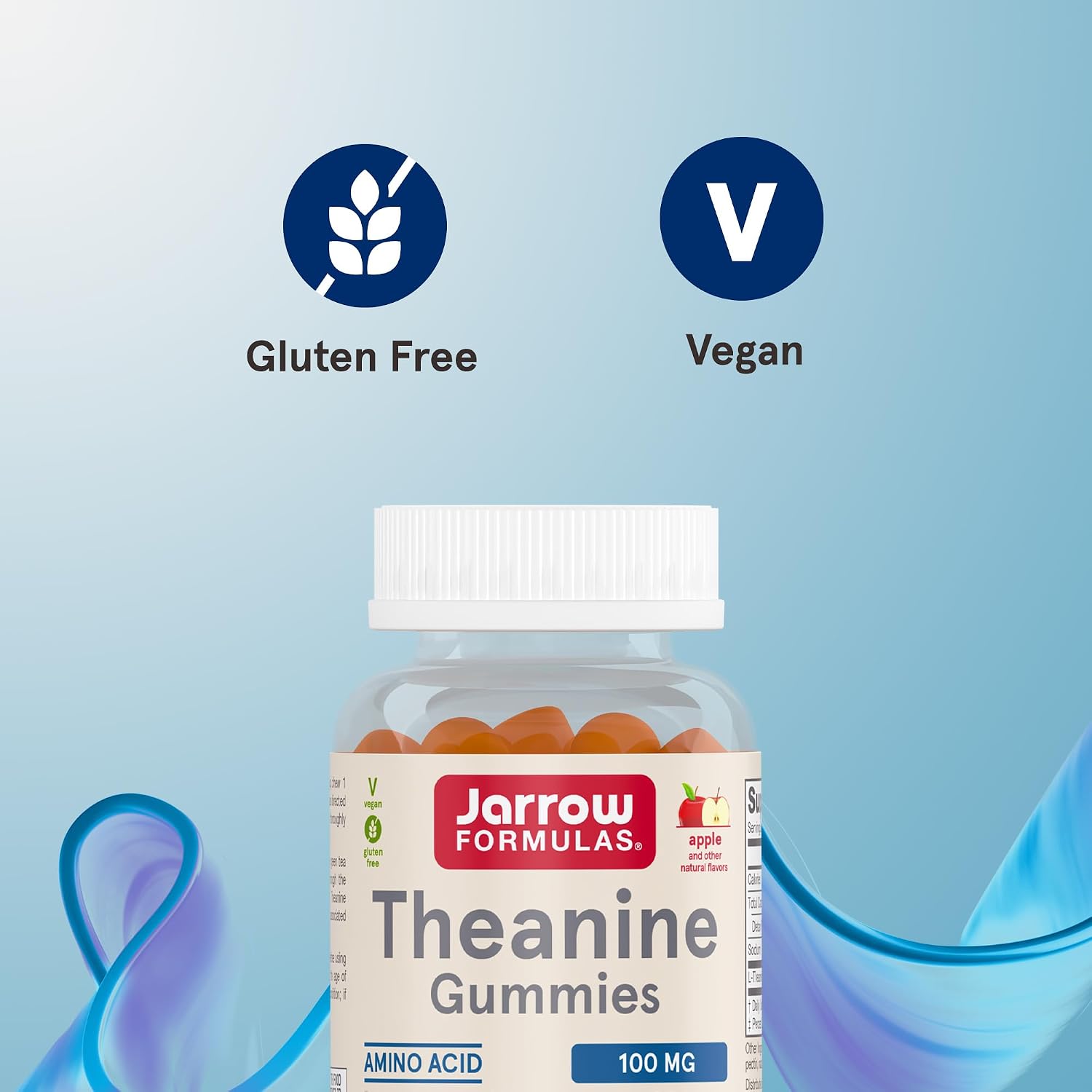Jarrow Formulas L-Teanina 100 mg Gomitas, 60 gomitas sabor manzana