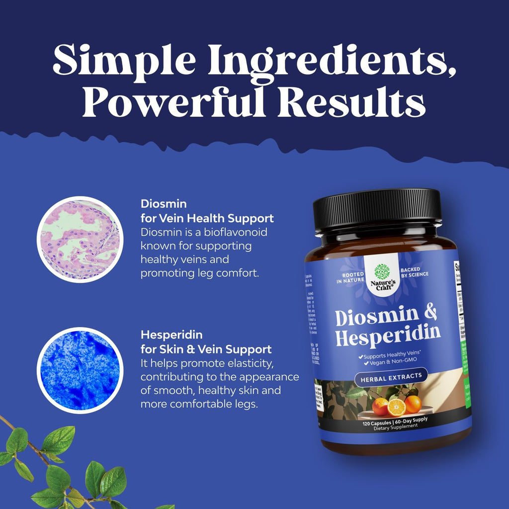 Complejo de Diosmina y Hesperidina 1000mg – Suplemento para la Circulación – Vegano, Sin Gluten – 120 Cápsulas