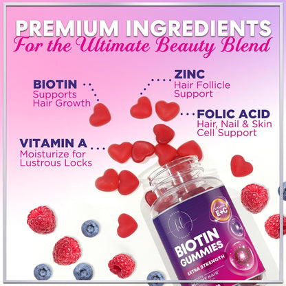 Gominolas de Biotina 5000 mcg con Vitaminas – Mantenimiento del cabello: La biotina contribuye al mantenimiento – Image 3