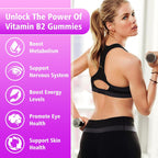 Gominolas de Vitamina B2 - Riboflavina 400 mg con Magnesio y CoQ10 - Sabor Fresa, 60 gominolas