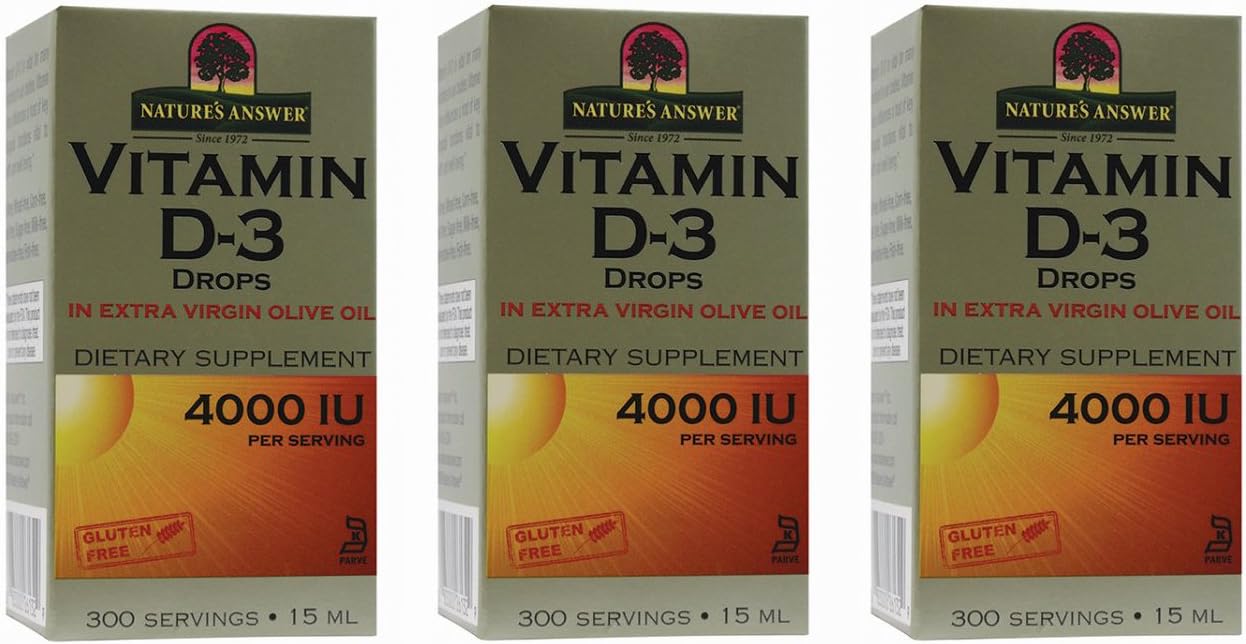 Nature's Answer Vitamina D3 Gotas 4000 UI, 0.5 oz (Paquete de 3)