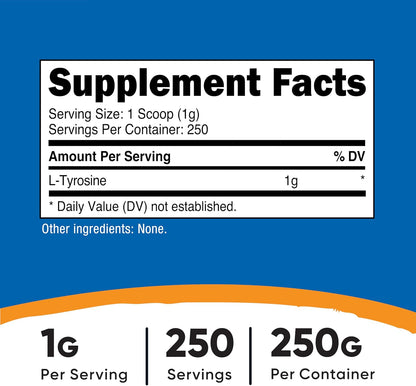 Nutricost L-Tirosina en Polvo 250g - – Dosificación precisa: Cada ración de 1 gramo (aproximadamente 1 cucharada – Image 2