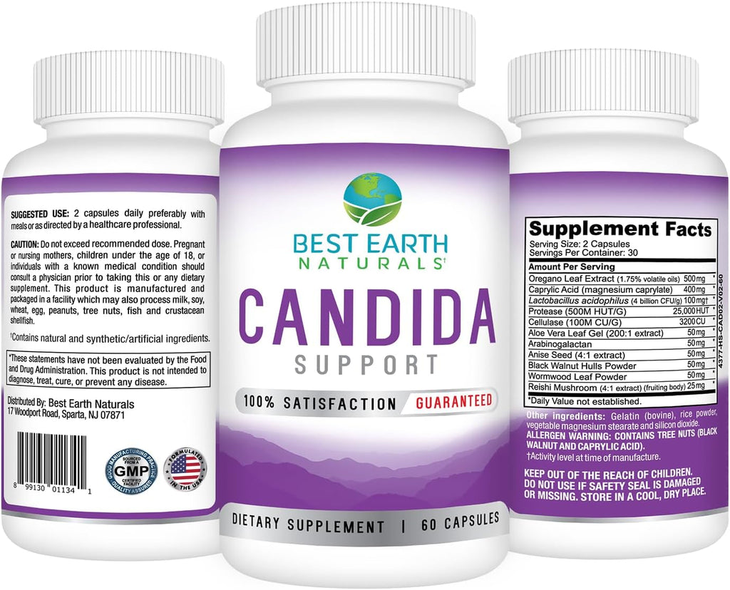 Best Earth Naturals Candida Support Supplement - 60 Cápsulas